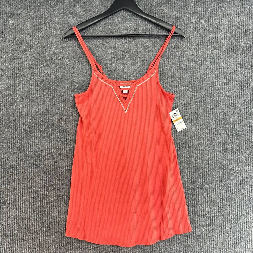 Jenni Intimates Sleep Shirt Women S Cayenne Orange NEW Ribbed V-Neck Strappy